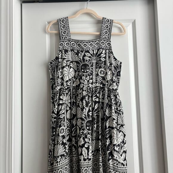 NWT Johnny Was Luciana Tank Dress Black White Sun Moon S Boho Resort Linen - Picture 6 of 16
